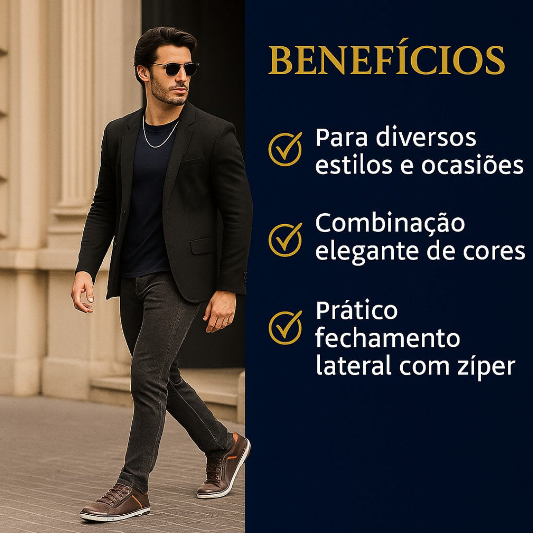 Tênis Sapatênis Masculino com Zíper Lateral - Morel | Conforto e Estilo para Todas as Ocasiões